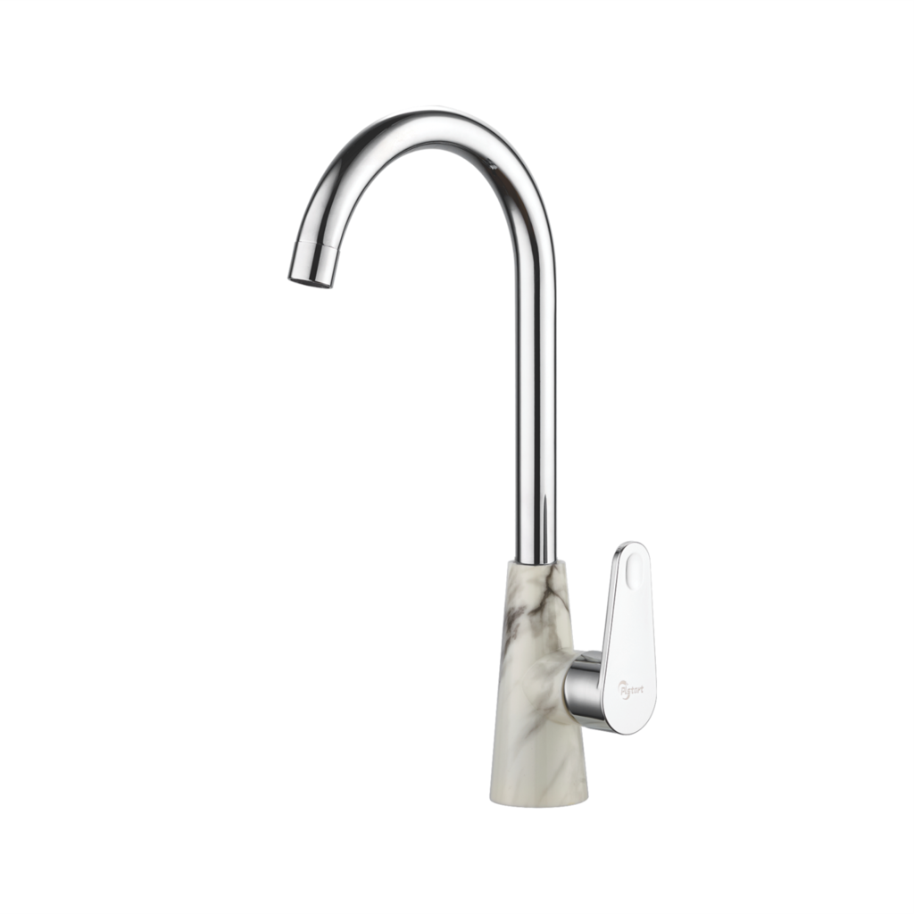 PL4001-26 (смес. для кухни серый мрамор/хром, композит. материал, аквапринт картр. D=35 мм)